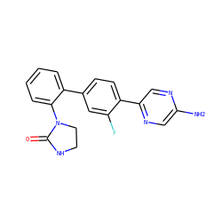 Nc1cnc(-c2ccc(-c3ccccc3N3CCNC3=O)cc2F)cn1 ZINC000224808922