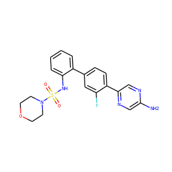 Nc1cnc(-c2ccc(-c3ccccc3NS(=O)(=O)N3CCOCC3)cc2F)cn1 ZINC000224826303