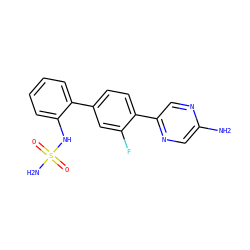 Nc1cnc(-c2ccc(-c3ccccc3NS(N)(=O)=O)cc2F)cn1 ZINC000212111966