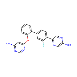 Nc1cnc(-c2ccc(-c3ccccc3Oc3cc(N)ncn3)cc2F)cn1 ZINC000224770937