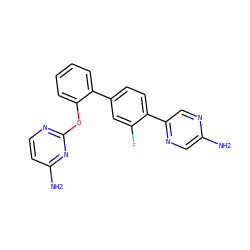 Nc1cnc(-c2ccc(-c3ccccc3Oc3nccc(N)n3)cc2F)cn1 ZINC000224755524