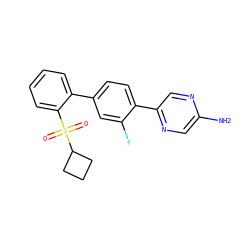 Nc1cnc(-c2ccc(-c3ccccc3S(=O)(=O)C3CCC3)cc2F)cn1 ZINC000224776479