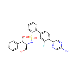 Nc1cnc(-c2ccc(-c3ccccc3S(=O)(=O)N[C@@H](CO)[C@@H](O)c3ccccc3)cc2F)cn1 ZINC000212166132