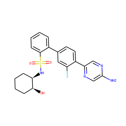 Nc1cnc(-c2ccc(-c3ccccc3S(=O)(=O)N[C@@H]3CCCC[C@@H]3O)cc2F)cn1 ZINC000212166225