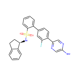 Nc1cnc(-c2ccc(-c3ccccc3S(=O)(=O)N[C@@H]3CCc4ccccc43)cc2F)cn1 ZINC000212163375