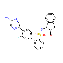 Nc1cnc(-c2ccc(-c3ccccc3S(=O)(=O)N[C@@H]3c4ccccc4C[C@H]3O)cc2F)cn1 ZINC000224804117
