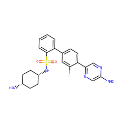 Nc1cnc(-c2ccc(-c3ccccc3S(=O)(=O)N[C@H]3CC[C@@H](N)CC3)cc2F)cn1 ZINC000473224145