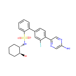 Nc1cnc(-c2ccc(-c3ccccc3S(=O)(=O)N[C@H]3CCCC[C@@H]3O)cc2F)cn1 ZINC000224766171