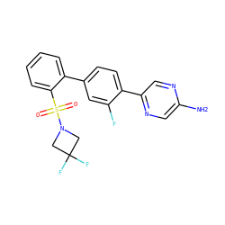 Nc1cnc(-c2ccc(-c3ccccc3S(=O)(=O)N3CC(F)(F)C3)cc2F)cn1 ZINC000212122052