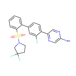 Nc1cnc(-c2ccc(-c3ccccc3S(=O)(=O)N3CCC(F)(F)C3)cc2F)cn1 ZINC000212121851