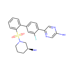 Nc1cnc(-c2ccc(-c3ccccc3S(=O)(=O)N3CCC[C@H](N)C3)cc2F)cn1 ZINC000212140705
