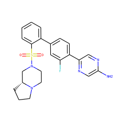 Nc1cnc(-c2ccc(-c3ccccc3S(=O)(=O)N3CCN4CCC[C@@H]4C3)cc2F)cn1 ZINC000212135278