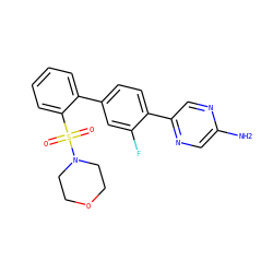 Nc1cnc(-c2ccc(-c3ccccc3S(=O)(=O)N3CCOCC3)cc2F)cn1 ZINC000212117034