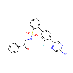 Nc1cnc(-c2ccc(-c3ccccc3S(=O)(=O)NC[C@H](O)c3ccccc3)cc2F)cn1 ZINC000224725371