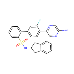 Nc1cnc(-c2ccc(-c3ccccc3S(=O)(=O)NC3Cc4ccccc4C3)cc2F)cn1 ZINC000224821741