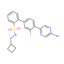 Nc1cnc(-c2ccc(-c3ccccc3S(=O)(=O)NCC3CCC3)cc2F)cn1 ZINC000224729043