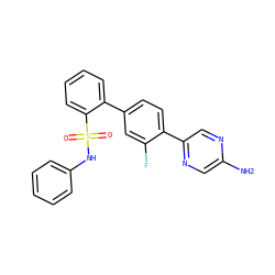 Nc1cnc(-c2ccc(-c3ccccc3S(=O)(=O)Nc3ccccc3)cc2F)cn1 ZINC000212179484