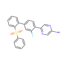 Nc1cnc(-c2ccc(-c3ccccc3S(=O)(=O)c3ccccc3)cc2F)cn1 ZINC000224788694