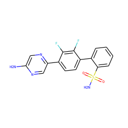 Nc1cnc(-c2ccc(-c3ccccc3S(N)(=O)=O)c(F)c2F)cn1 ZINC000224682339