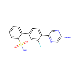 Nc1cnc(-c2ccc(-c3ccccc3S(N)(=O)=O)cc2F)cn1 ZINC000212373423