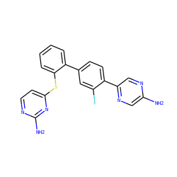 Nc1cnc(-c2ccc(-c3ccccc3Sc3ccnc(N)n3)cc2F)cn1 ZINC000224804680
