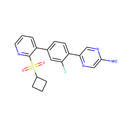 Nc1cnc(-c2ccc(-c3cccnc3S(=O)(=O)C3CCC3)cc2F)cn1 ZINC000224760152