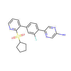 Nc1cnc(-c2ccc(-c3cccnc3S(=O)(=O)C3CCCC3)cc2F)cn1 ZINC000224779049
