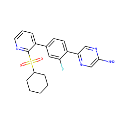 Nc1cnc(-c2ccc(-c3cccnc3S(=O)(=O)C3CCCCC3)cc2F)cn1 ZINC000224775925
