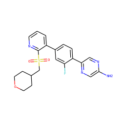 Nc1cnc(-c2ccc(-c3cccnc3S(=O)(=O)CC3CCOCC3)cc2F)cn1 ZINC000224859990
