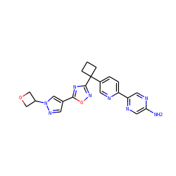 Nc1cnc(-c2ccc(C3(c4noc(-c5cnn(C6COC6)c5)n4)CCC3)cn2)cn1 ZINC000096175551