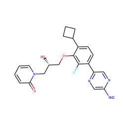 Nc1cnc(-c2ccc(C3CCC3)c(OC[C@@H](O)Cn3ccccc3=O)c2F)cn1 ZINC000224549380