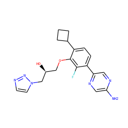 Nc1cnc(-c2ccc(C3CCC3)c(OC[C@H](O)Cn3ccnn3)c2F)cn1 ZINC000224584139