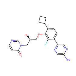 Nc1cnc(-c2ccc(C3CCC3)c(OC[C@H](O)Cn3cnccc3=O)c2F)cn1 ZINC000224546446