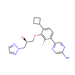 Nc1cnc(-c2ccc(C3CCC3)c(OC[C@H](O)Cn3nccn3)c2F)cn1 ZINC000224552218