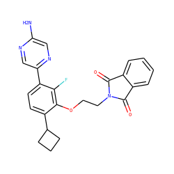 Nc1cnc(-c2ccc(C3CCC3)c(OCCN3C(=O)c4ccccc4C3=O)c2F)cn1 ZINC000224565688