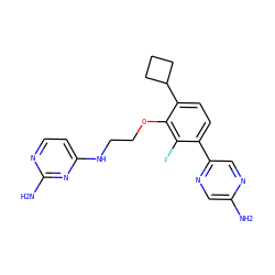 Nc1cnc(-c2ccc(C3CCC3)c(OCCNc3ccnc(N)n3)c2F)cn1 ZINC000218724439