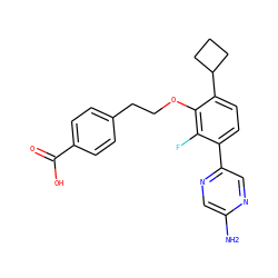 Nc1cnc(-c2ccc(C3CCC3)c(OCCc3ccc(C(=O)O)cc3)c2F)cn1 ZINC000224566434
