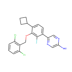 Nc1cnc(-c2ccc(C3CCC3)c(OCc3c(Cl)cccc3Cl)c2F)cn1 ZINC000212111877