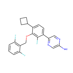 Nc1cnc(-c2ccc(C3CCC3)c(OCc3c(F)cccc3F)c2F)cn1 ZINC000212111274