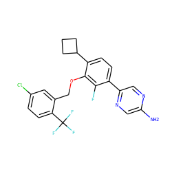 Nc1cnc(-c2ccc(C3CCC3)c(OCc3cc(Cl)ccc3C(F)(F)F)c2F)cn1 ZINC000212120402