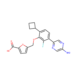 Nc1cnc(-c2ccc(C3CCC3)c(OCc3ccc(C(=O)O)o3)c2F)cn1 ZINC000224547738