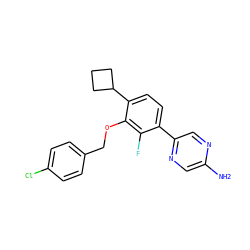 Nc1cnc(-c2ccc(C3CCC3)c(OCc3ccc(Cl)cc3)c2F)cn1 ZINC000212111774