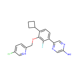 Nc1cnc(-c2ccc(C3CCC3)c(OCc3ccc(Cl)cn3)c2F)cn1 ZINC000224565247