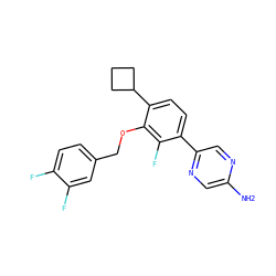 Nc1cnc(-c2ccc(C3CCC3)c(OCc3ccc(F)c(F)c3)c2F)cn1 ZINC000212111472