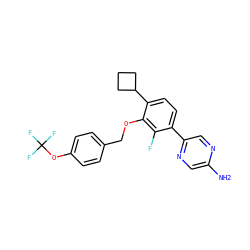 Nc1cnc(-c2ccc(C3CCC3)c(OCc3ccc(OC(F)(F)F)cc3)c2F)cn1 ZINC000212169097