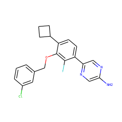 Nc1cnc(-c2ccc(C3CCC3)c(OCc3cccc(Cl)c3)c2F)cn1 ZINC000212111681