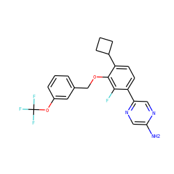Nc1cnc(-c2ccc(C3CCC3)c(OCc3cccc(OC(F)(F)F)c3)c2F)cn1 ZINC000212168998