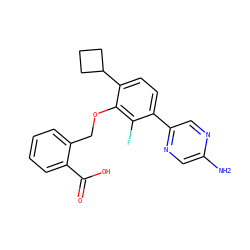 Nc1cnc(-c2ccc(C3CCC3)c(OCc3ccccc3C(=O)O)c2F)cn1 ZINC000212120609