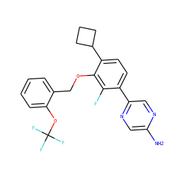 Nc1cnc(-c2ccc(C3CCC3)c(OCc3ccccc3OC(F)(F)F)c2F)cn1 ZINC000212168903