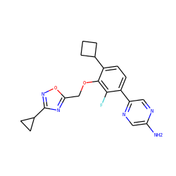 Nc1cnc(-c2ccc(C3CCC3)c(OCc3nc(C4CC4)no3)c2F)cn1 ZINC000212121458